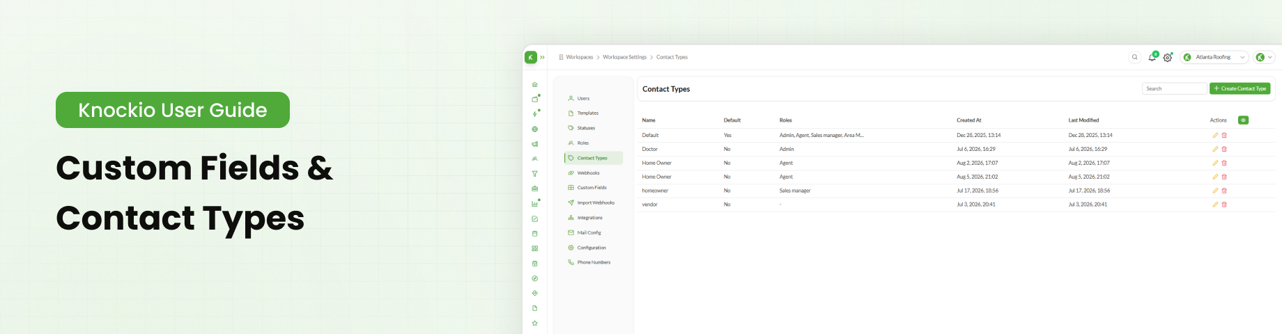 Custom Fields & Contact Types