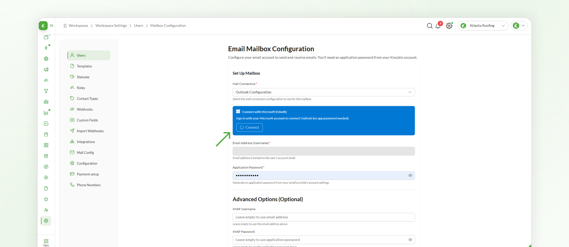 Outlook email configuration