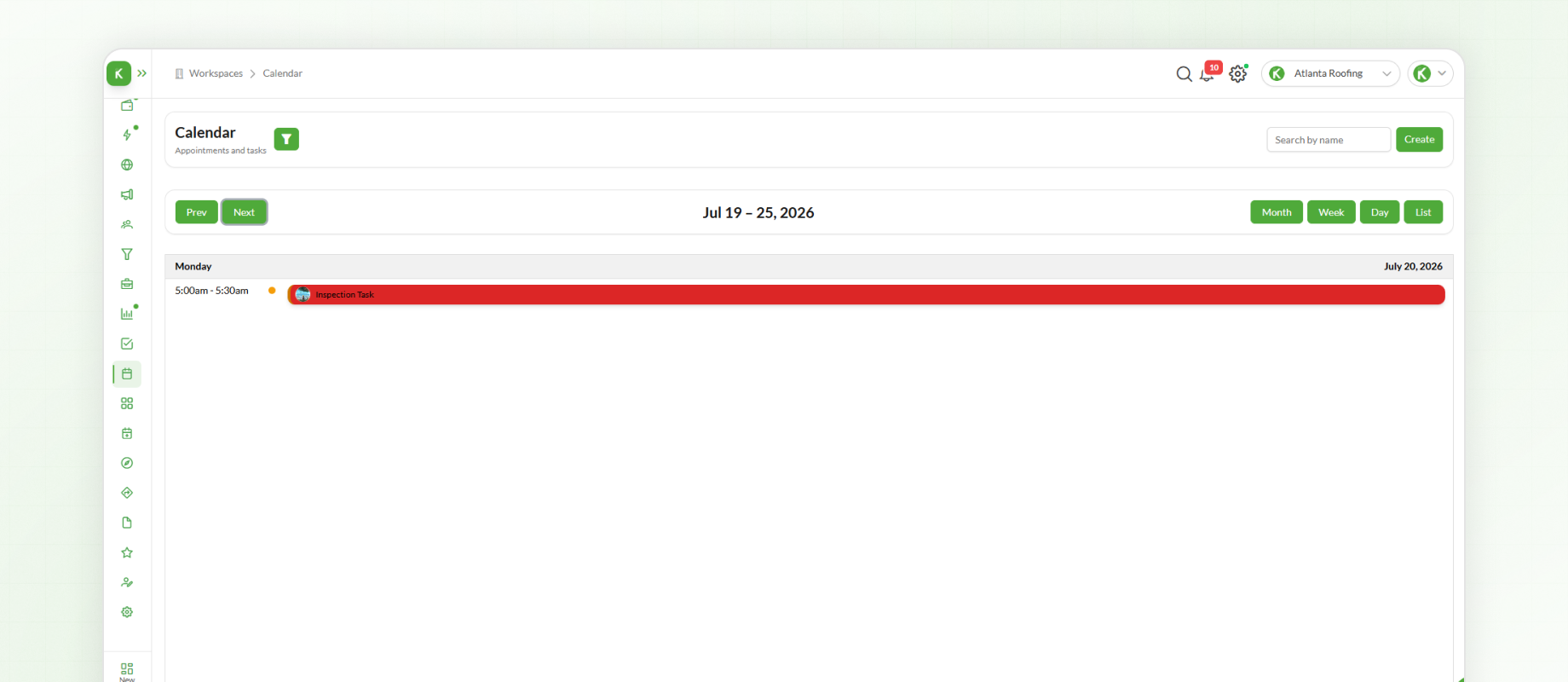 Calender View of Appointments in Knockio