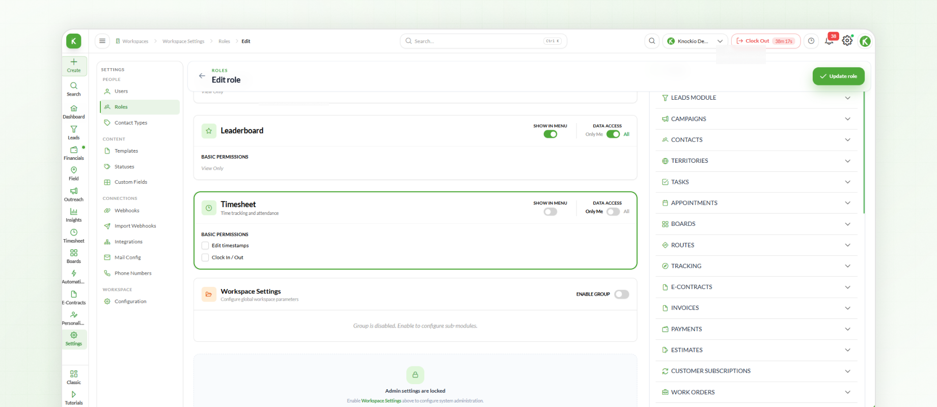 Timesheet  Permissions