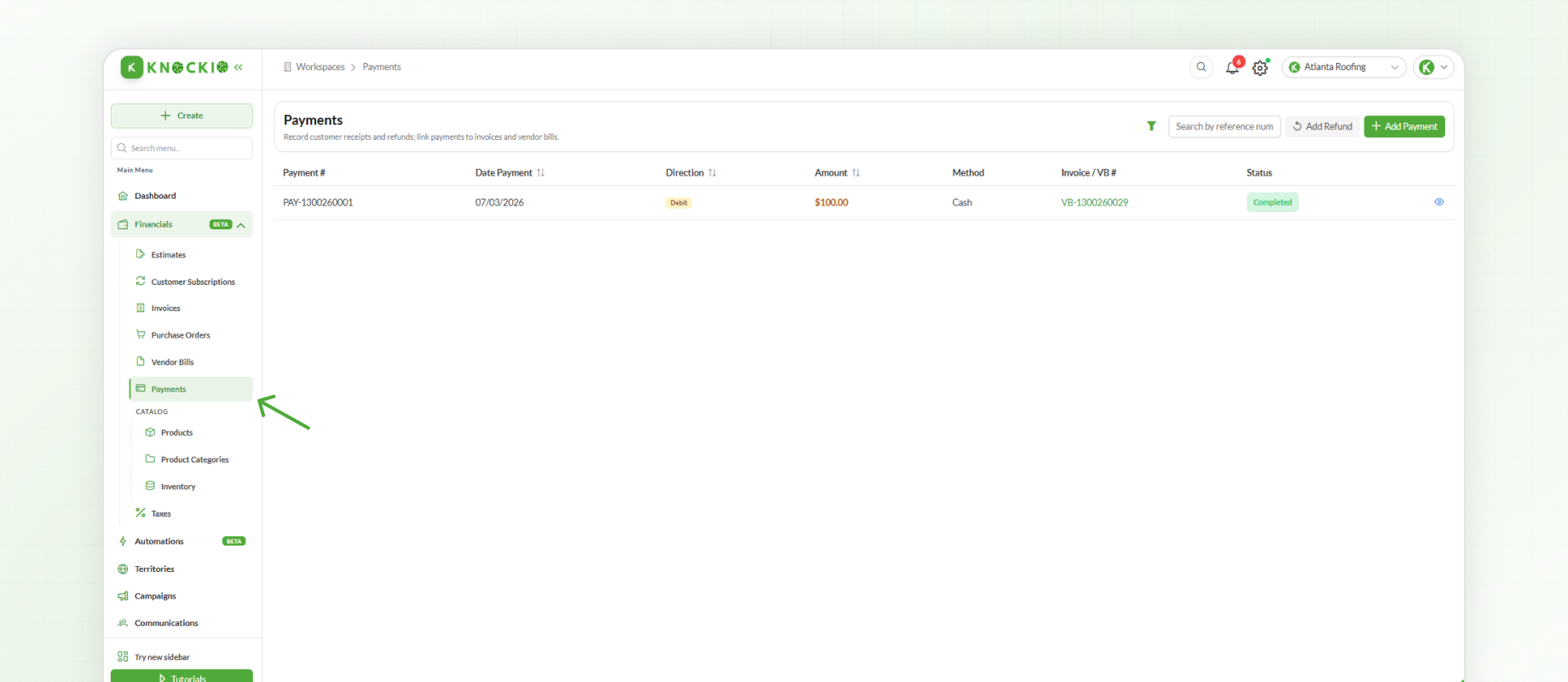 Payment Module in Knockio