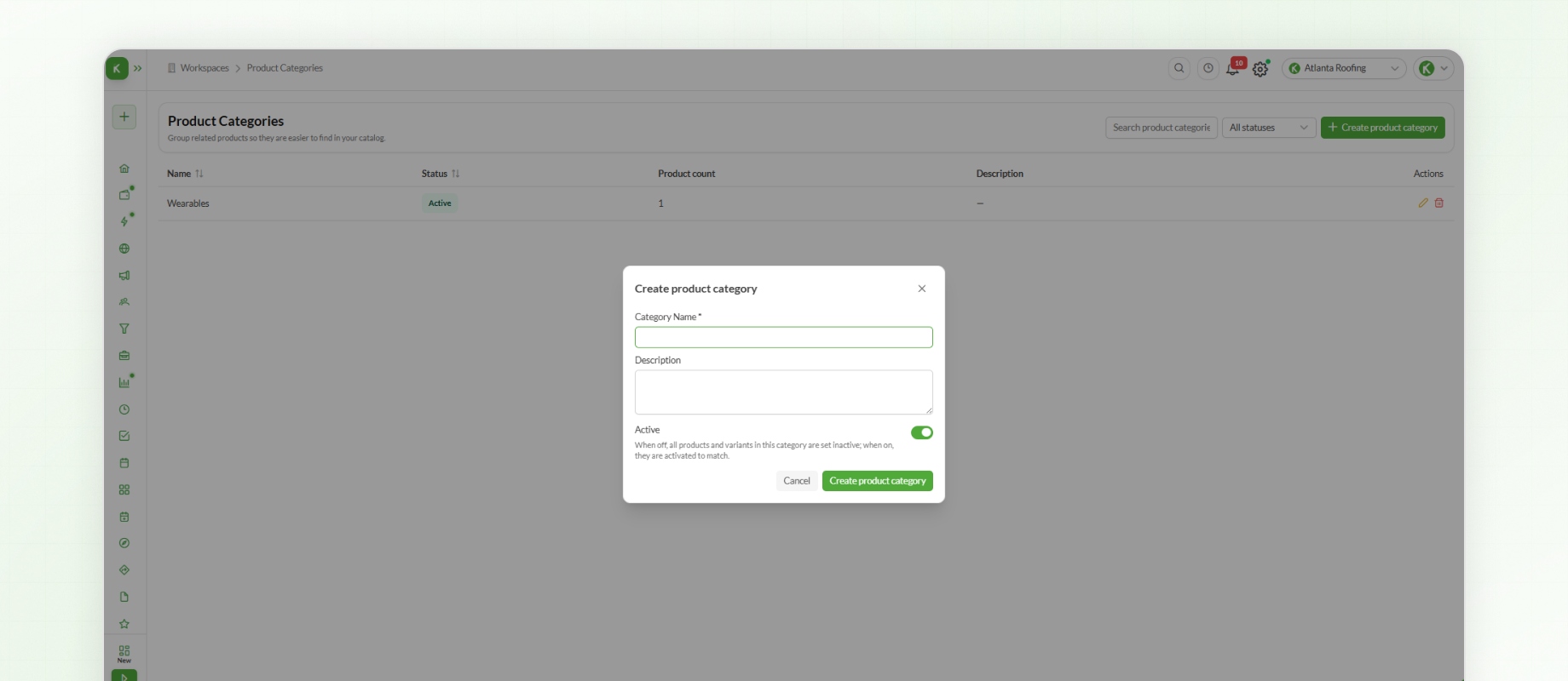 Creating a Porduct Category