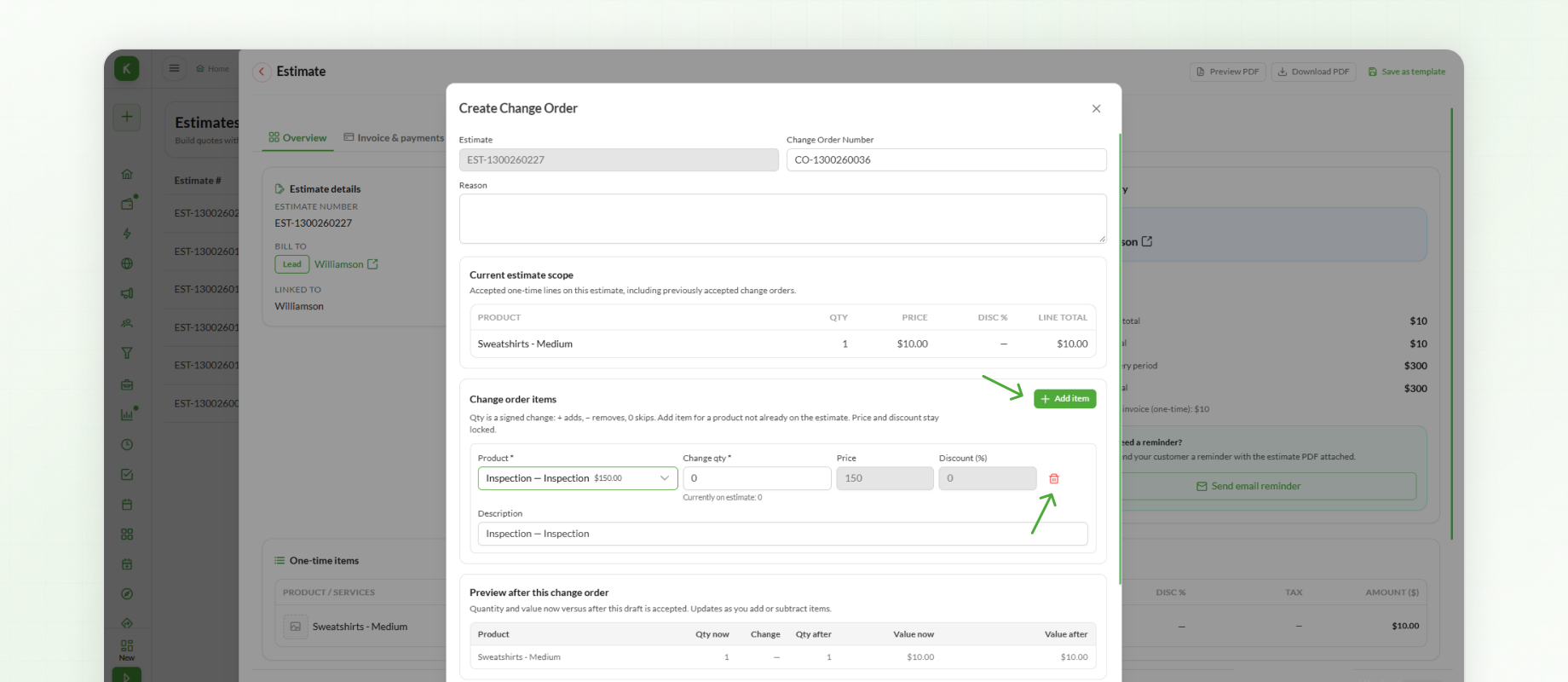 Combined Changes in Estimate Module