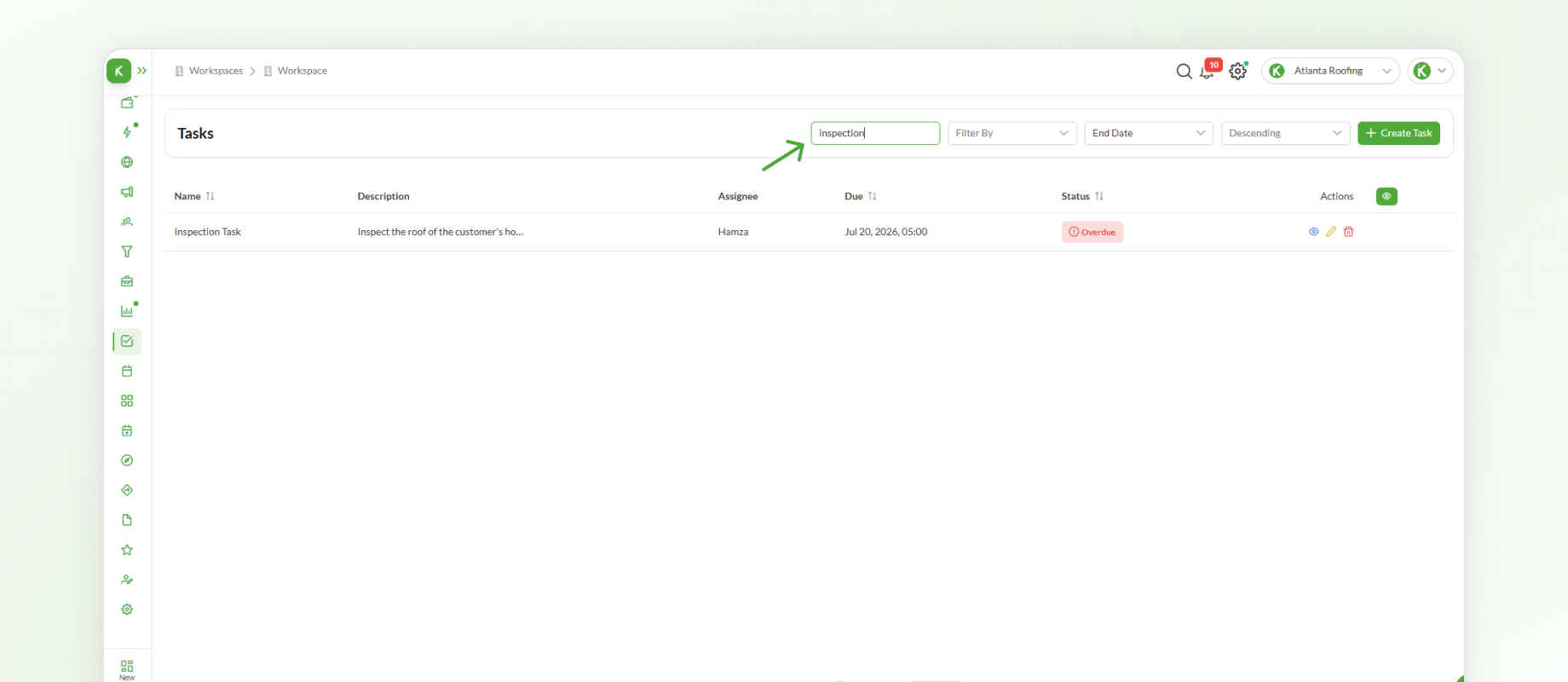 Managing and Filtering task