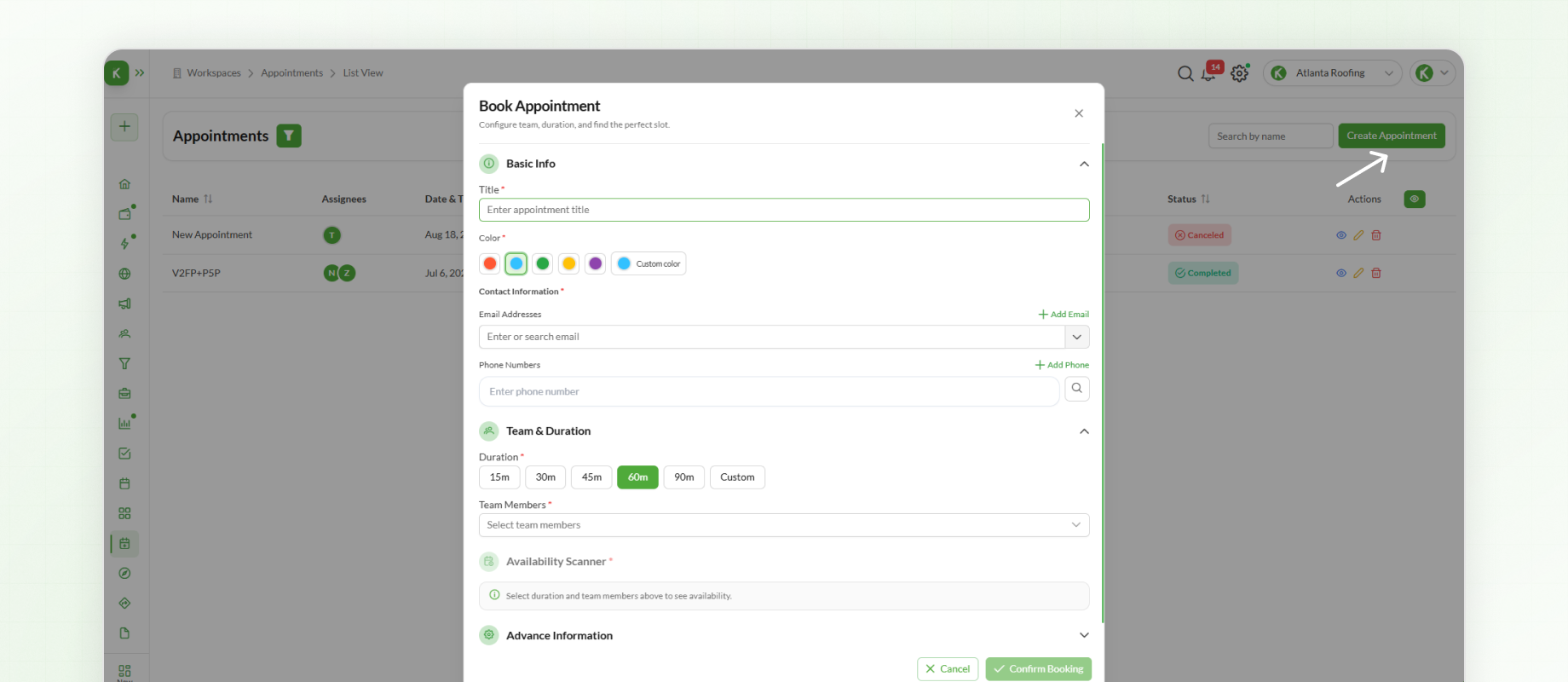 Creating an Appointment