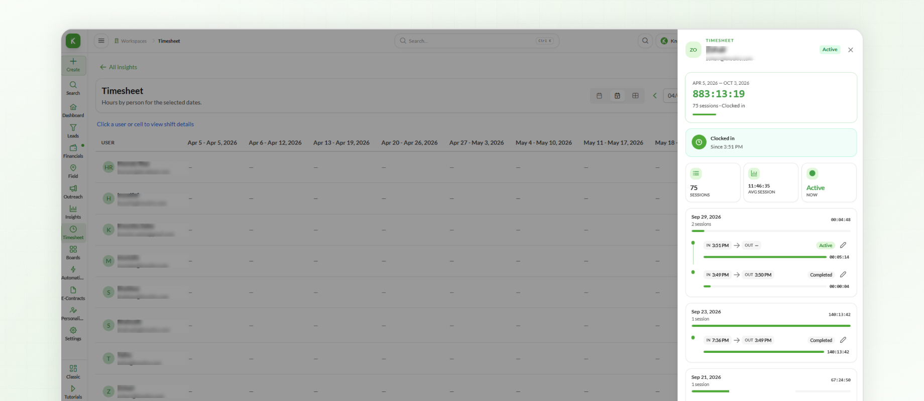 Viewing Timesheet