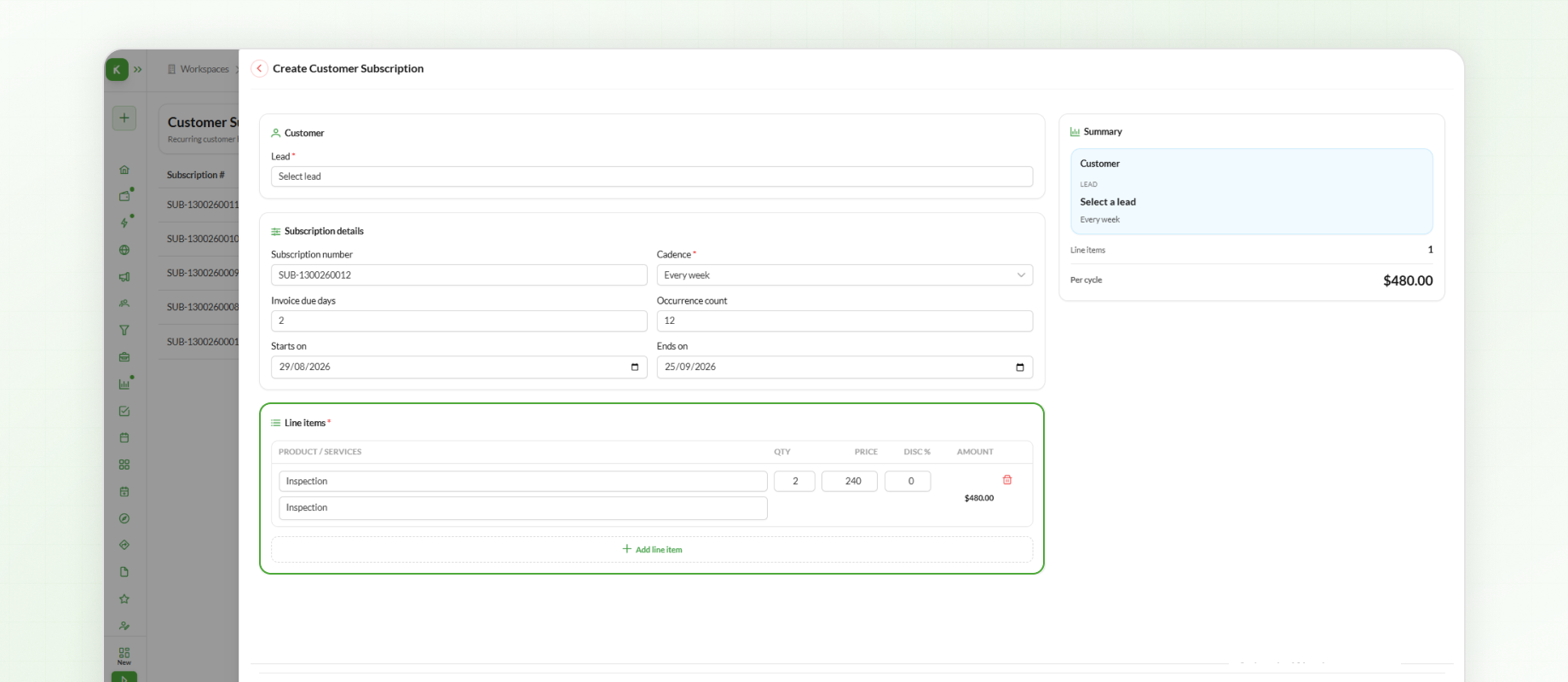 Adding Line Items