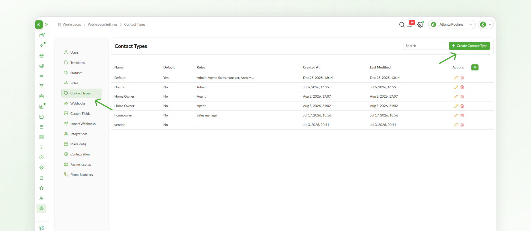 Creating Contact Types in Knockio